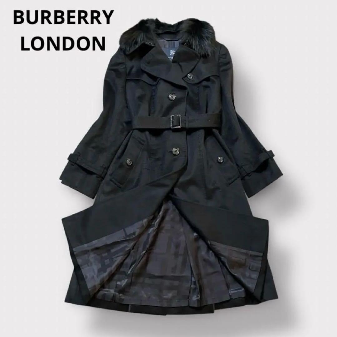 【希少✨カシミヤ混】バーバリーロンドン ファー付きウールトレンチコート