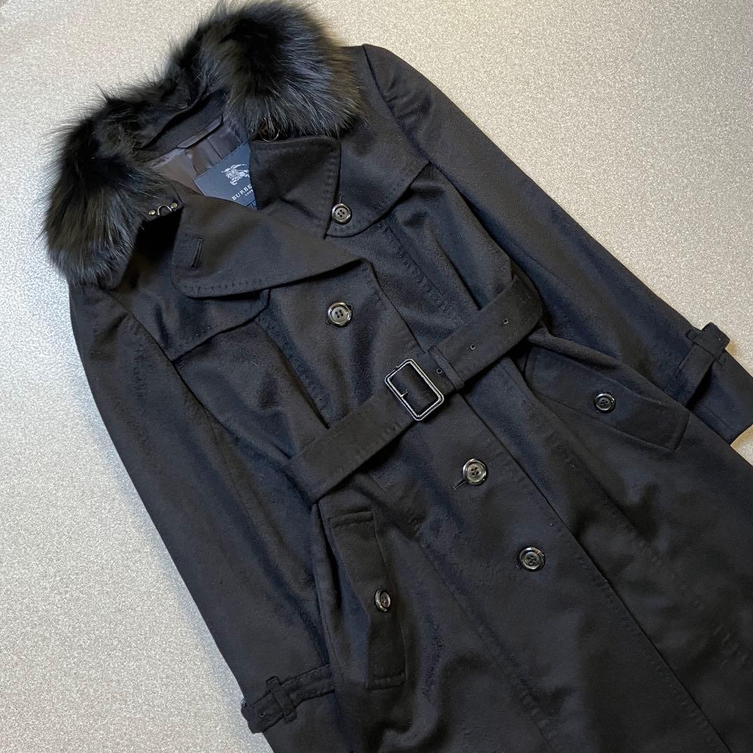 【希少✨カシミヤ混】バーバリーロンドン ファー付きウールトレンチコート