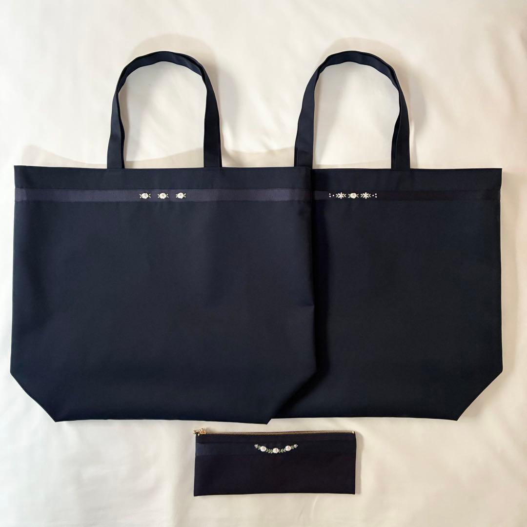 こん様　手刺繍　ビッグトート2点　小物入れ　お受験