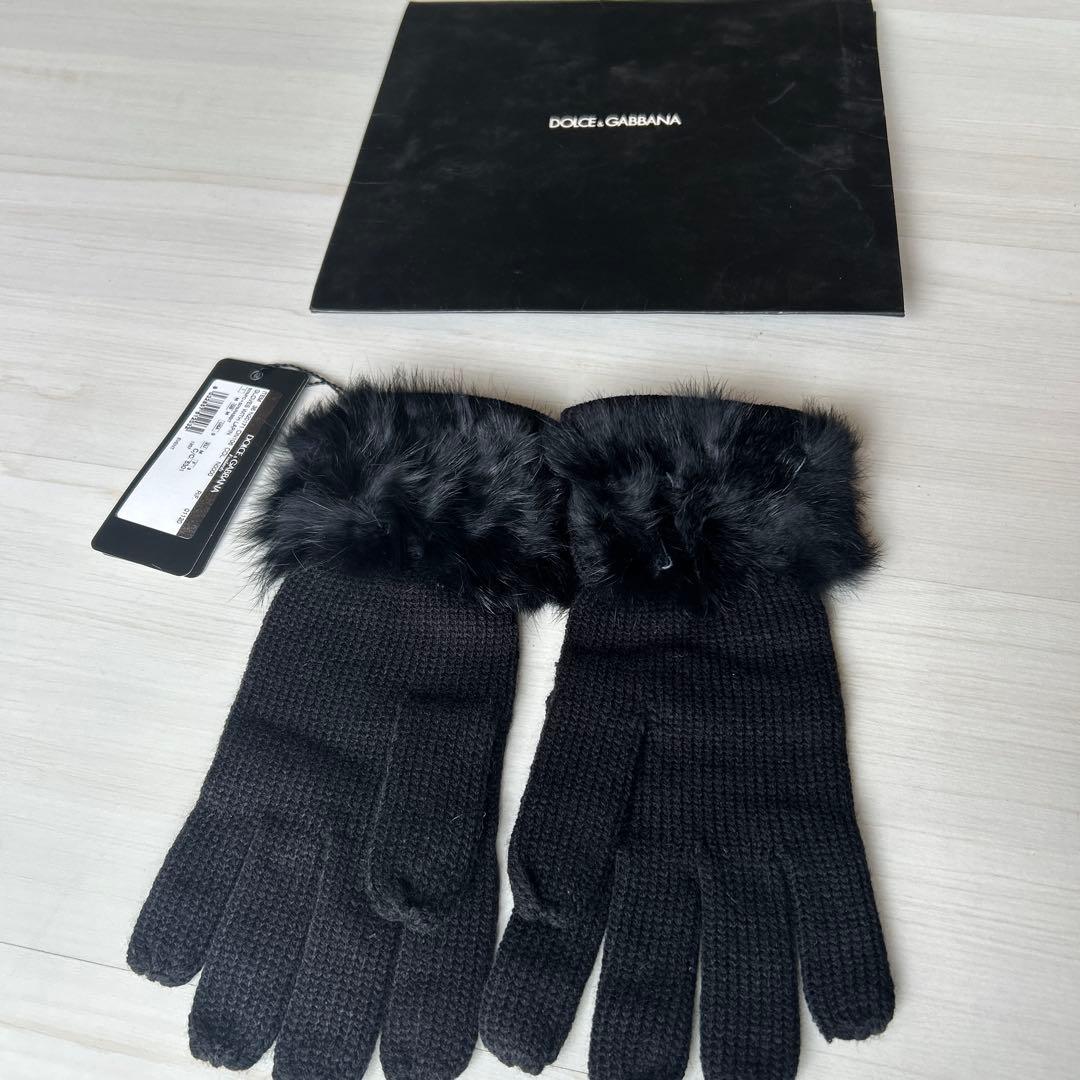 新品❗️DOLCE&GABBANA ブラック手袋 ファー付き