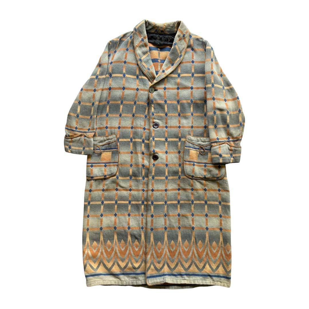 40〜50s ヴィンテージ ユーロ スモーキングコート ショールカラー ウール