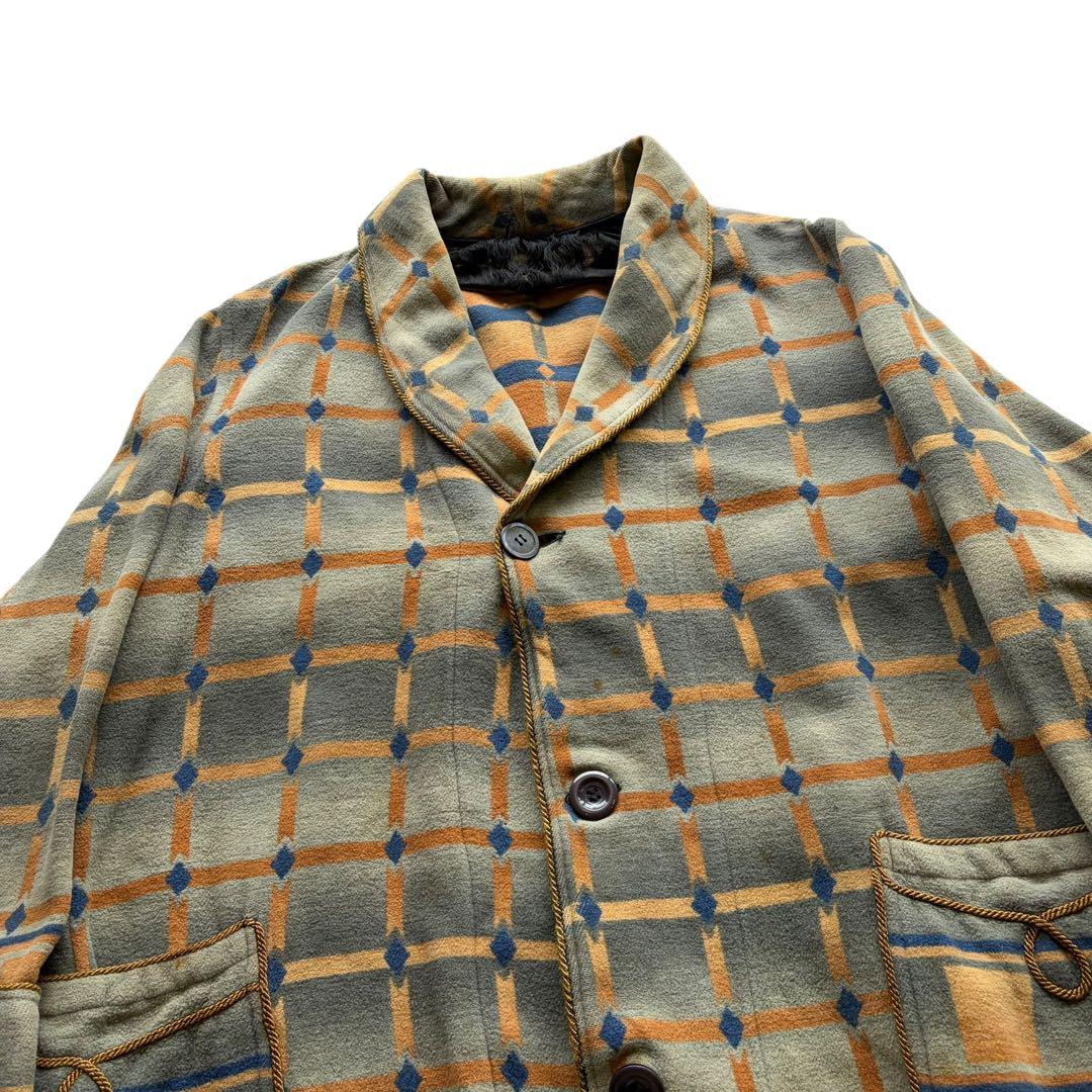 40〜50s ヴィンテージ ユーロ スモーキングコート ショールカラー ウール