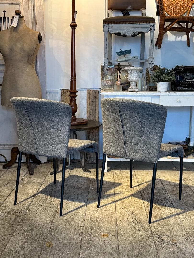 モデル展示 未使用品 ダイニングチェア２脚セット グレー布地 CHERRY