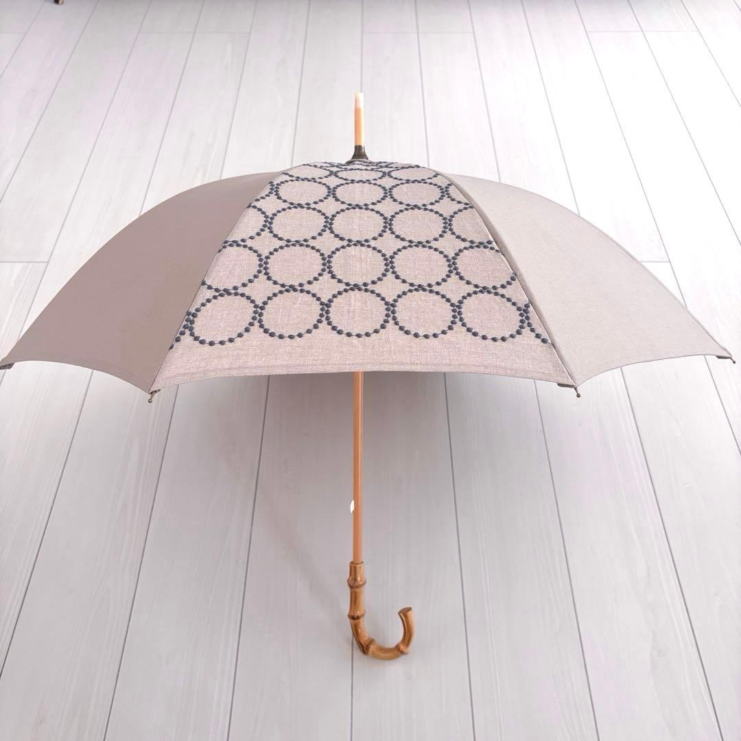 ★完成品★ミナペルホネン　タンバリン生地で仕立てた日傘（ベージュ×グレー）