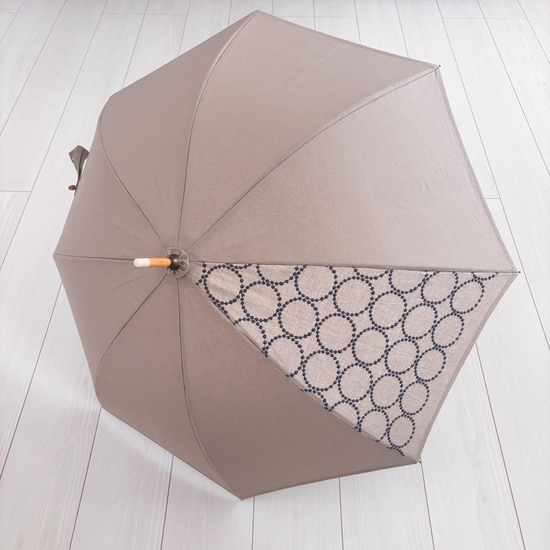 ★完成品★ミナペルホネン　タンバリン生地で仕立てた日傘（ベージュ×グレー）