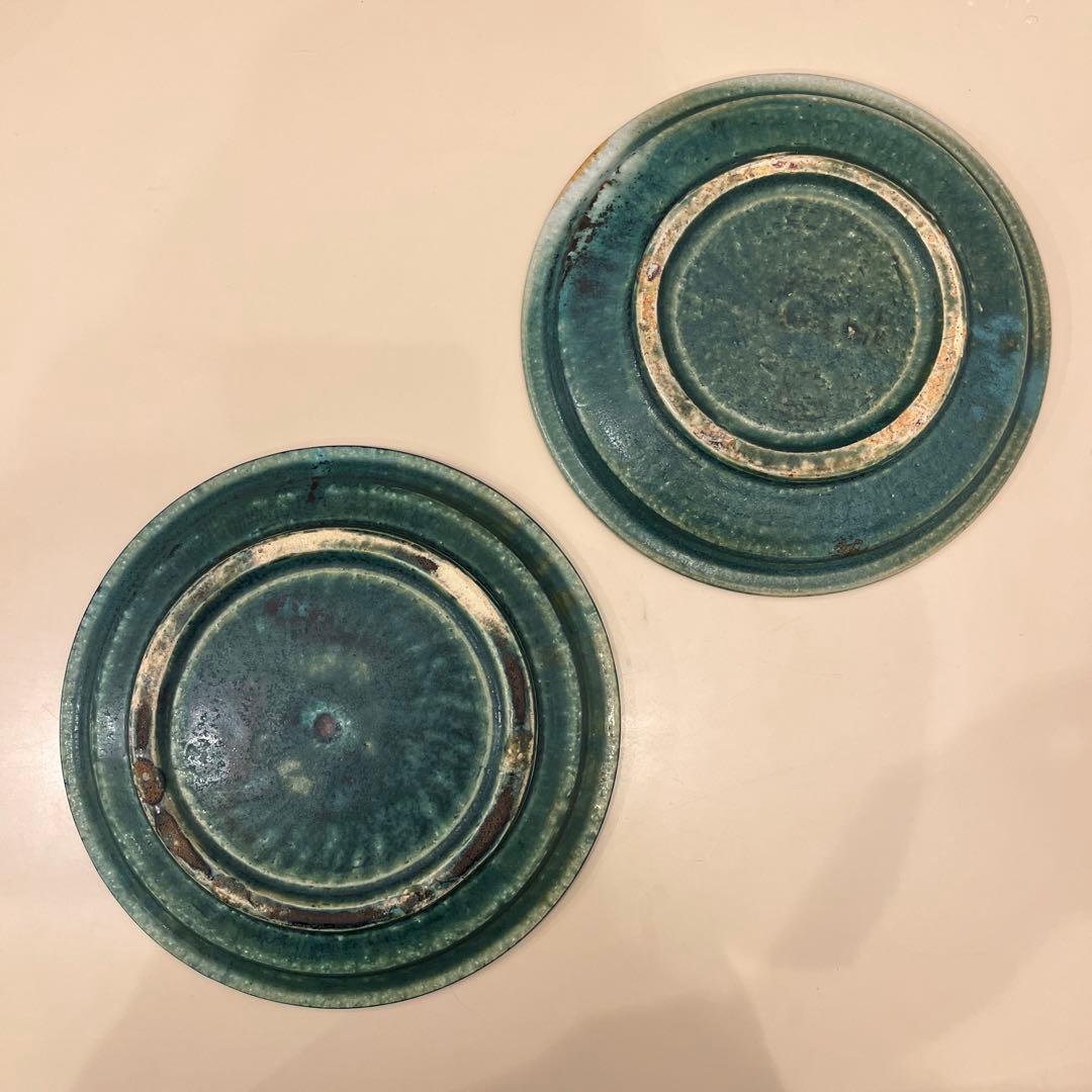 境道一　織部釉　プレート2枚　作家