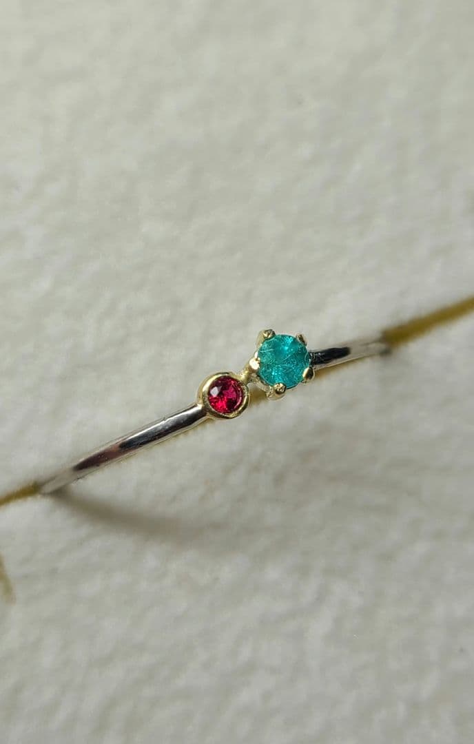 ★バターリャパライバトルマリン&アヤナスピネル18金&Ptリング★