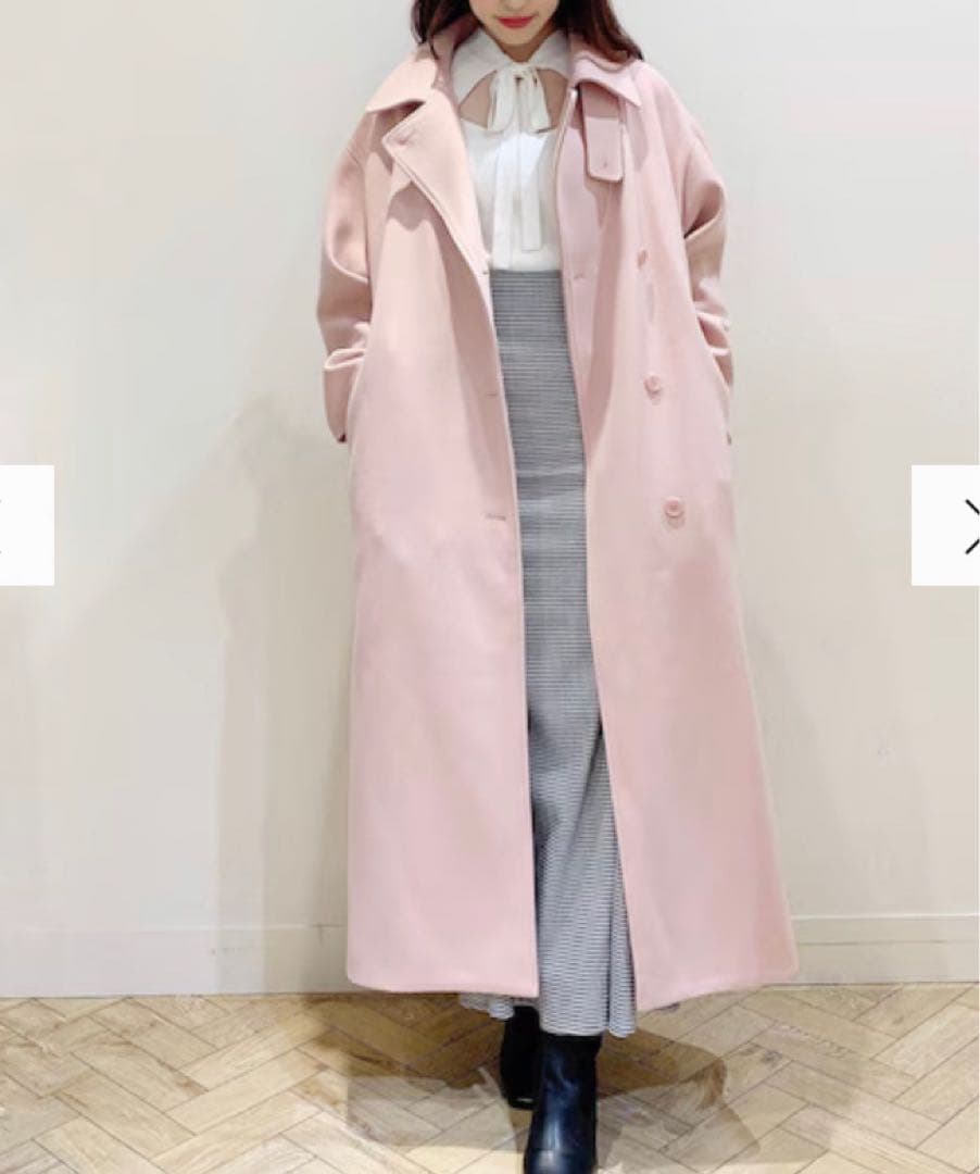 新品未使用タグ付き MERCURY DUO ステンカラーロングコート ピンク M