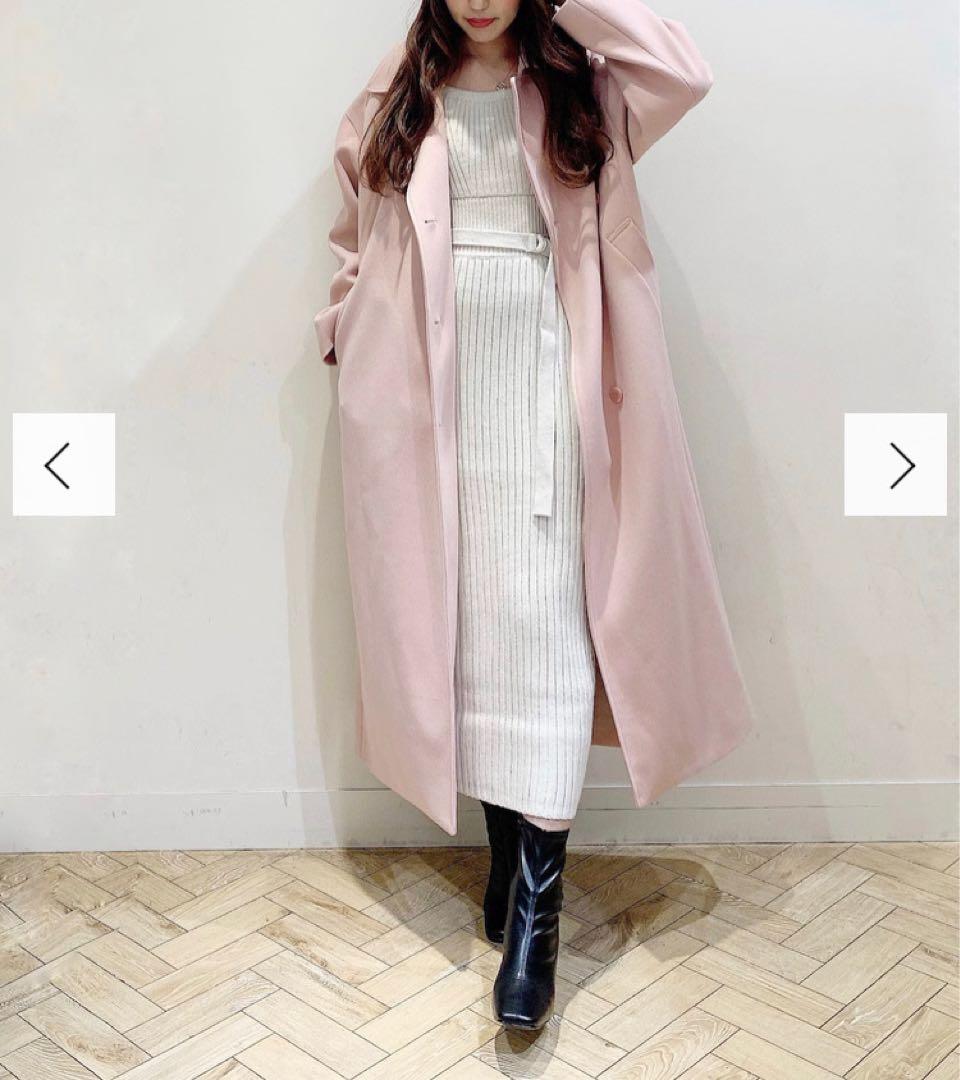 新品未使用タグ付き MERCURY DUO ステンカラーロングコート ピンク M