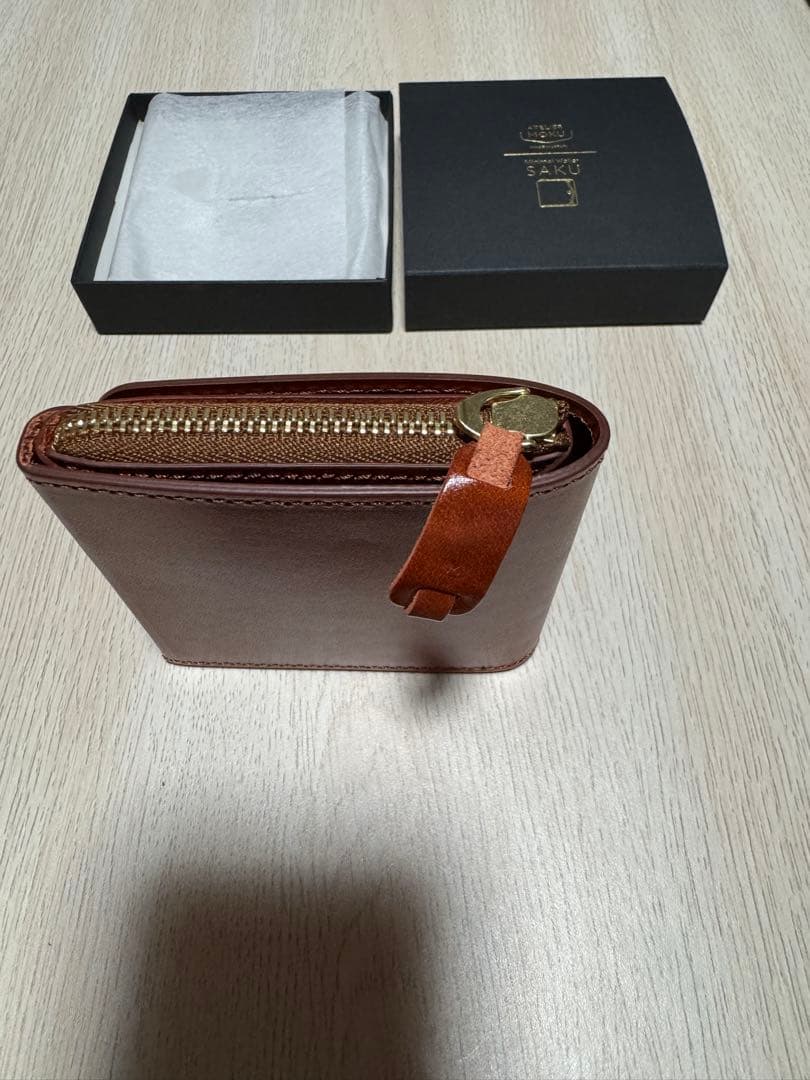 ATELIER MOKU ブラウン コンパクト財布 ギフトボックス付き