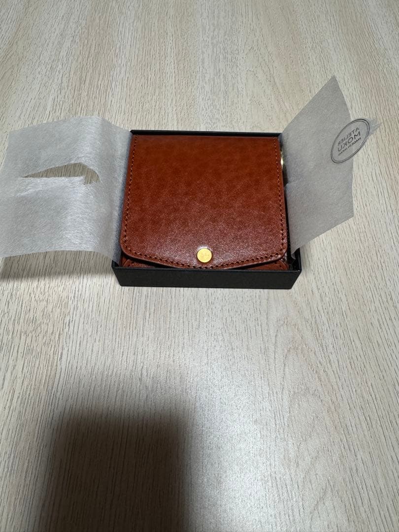 ATELIER MOKU ブラウン コンパクト財布 ギフトボックス付き