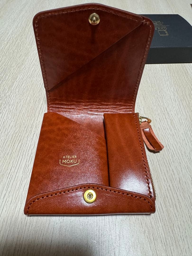 ATELIER MOKU ブラウン コンパクト財布 ギフトボックス付き