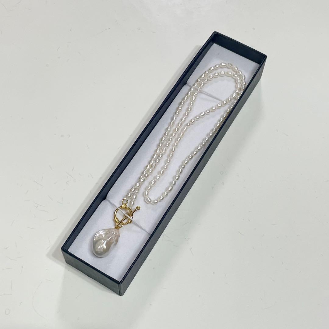 淡水パール　ネックレス　オイスターパール　バロック　マンテル　オーバル 天然真珠