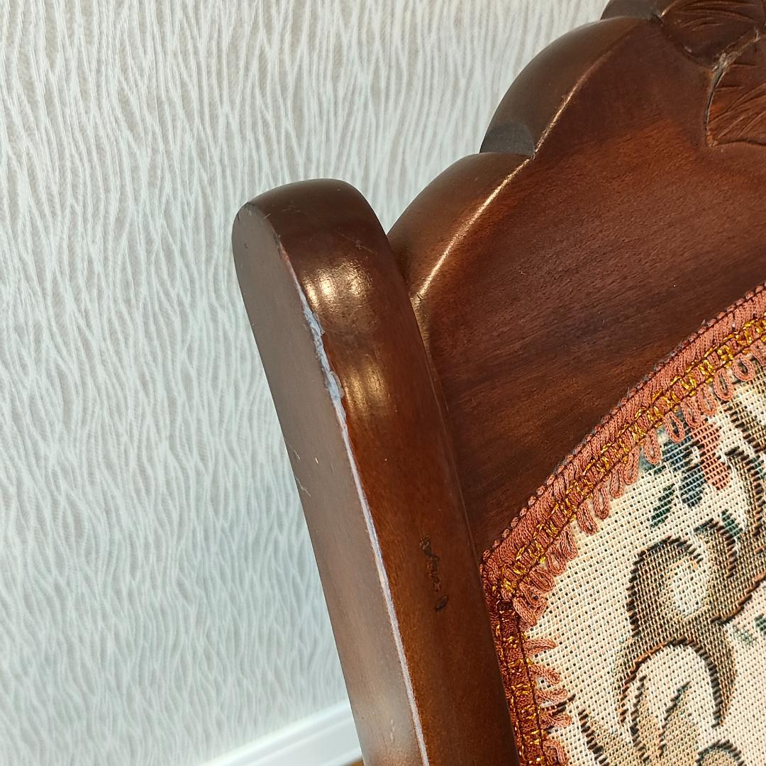 アンティーク　折りたたみ　ロッキングチェア　ロココ調　コブラン織り