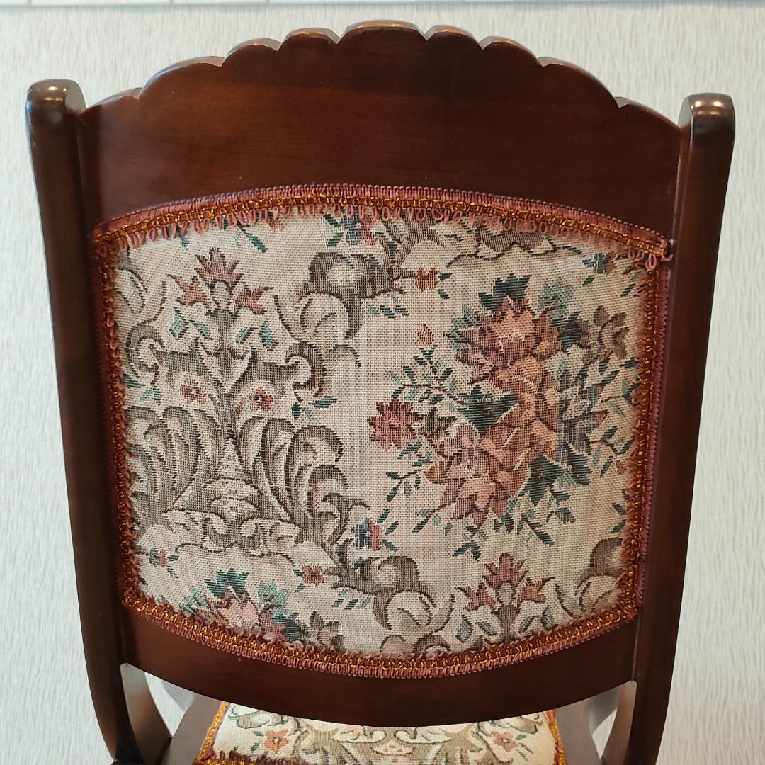 アンティーク　折りたたみ　ロッキングチェア　ロココ調　コブラン織り