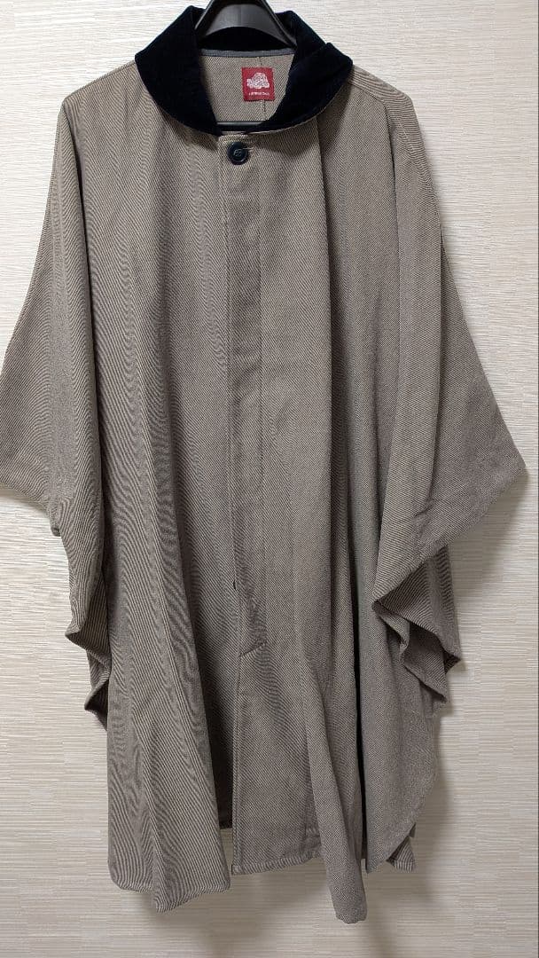 倭物やカヤ　ベージュ ウール混紡 ケープコート