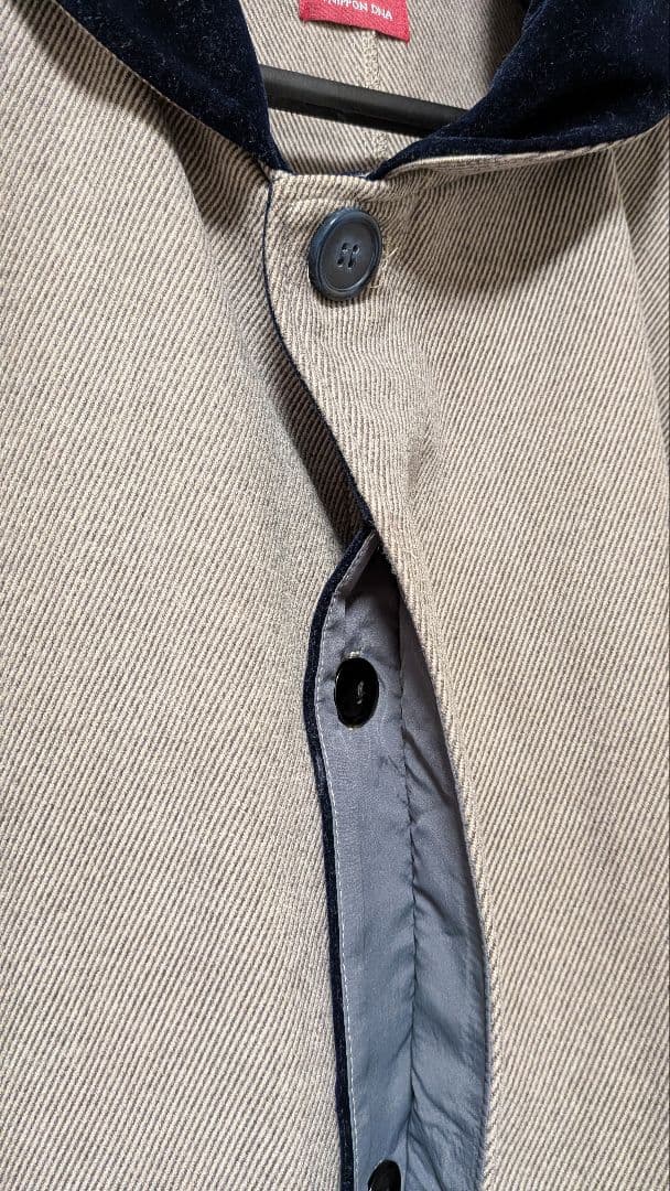 倭物やカヤ　ベージュ ウール混紡 ケープコート