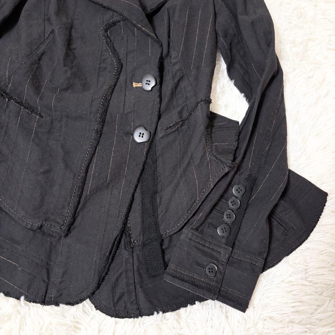 希少美品✨ジルボー デザイン テーラードジャケット 刺繍　フリル ブラック