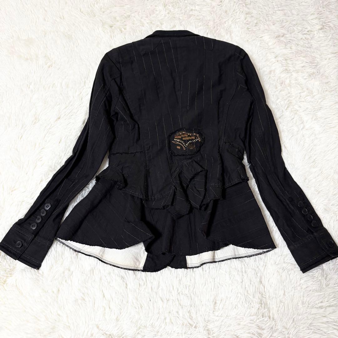 希少美品✨ジルボー デザイン テーラードジャケット 刺繍　フリル ブラック