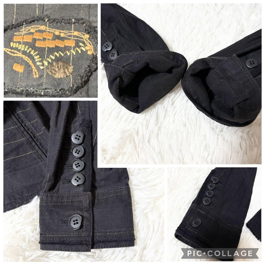 希少美品✨ジルボー デザイン テーラードジャケット 刺繍　フリル ブラック