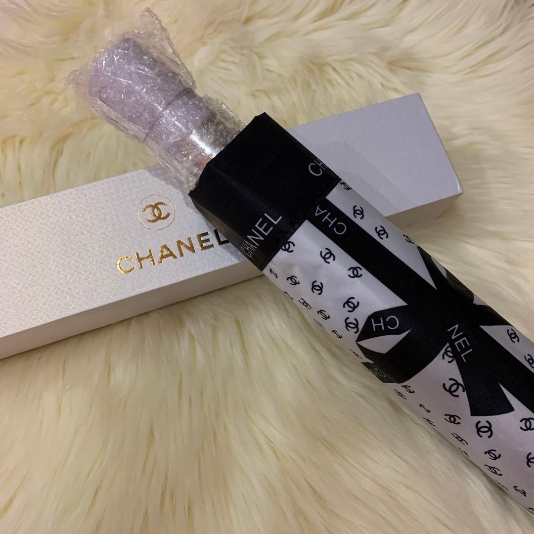 CHANEL 折りたたみ傘 晴雨兼用リボンロゴ