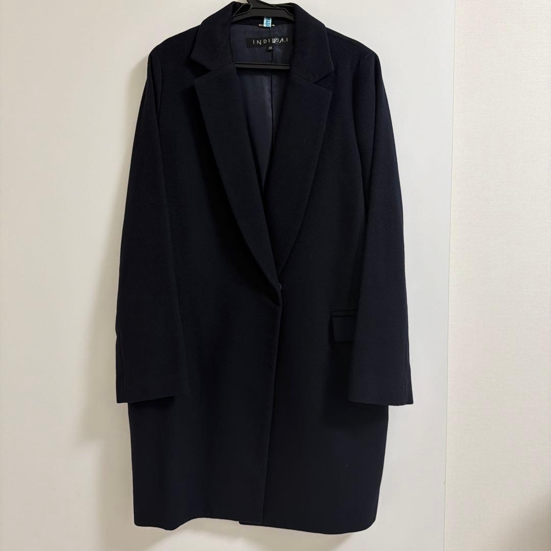 INDIVIインディヴィ　チェスターコート ブラック　カシミヤ