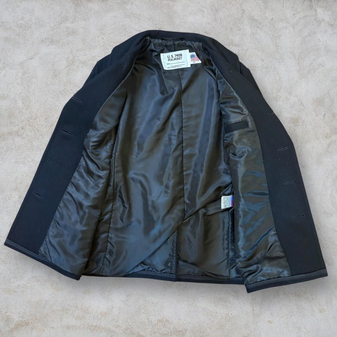 美品 Schott US 740N PEA JACKET ダブルブレスト 黒