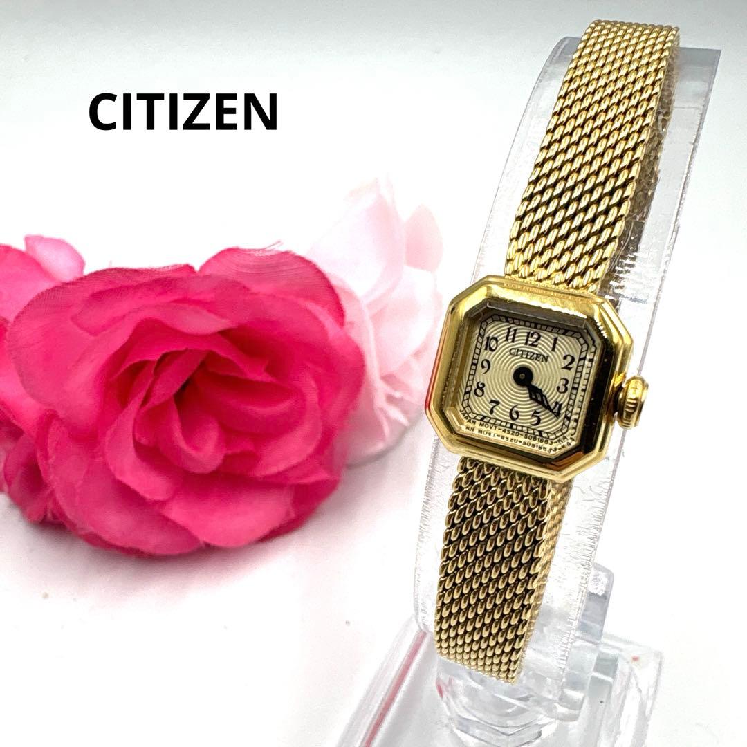 【超美品】CITIZEN 新品電池　kii ゴールド　ミニ時計 オクタゴン