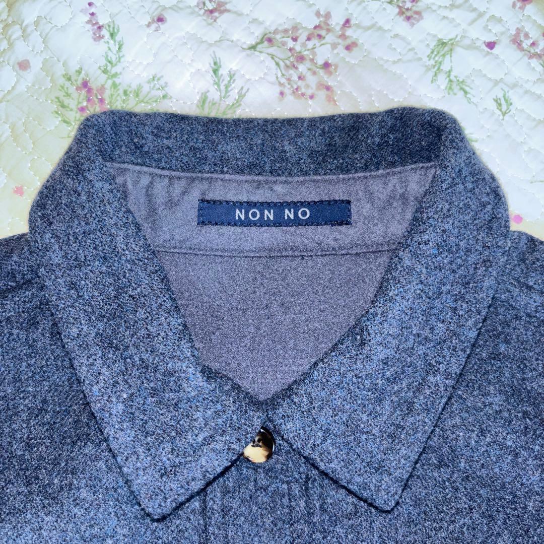 美品 ノンノ NONNO ロングシャツワンピース ネイビー フリーサイズ