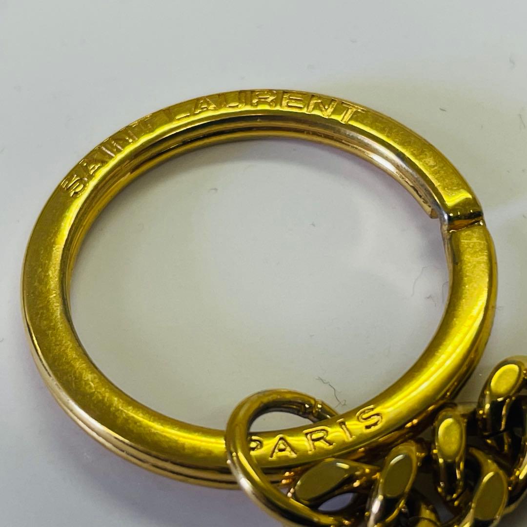 YSL 黒 レザー ケース キーチェーン付き　イヴ・サンローラン