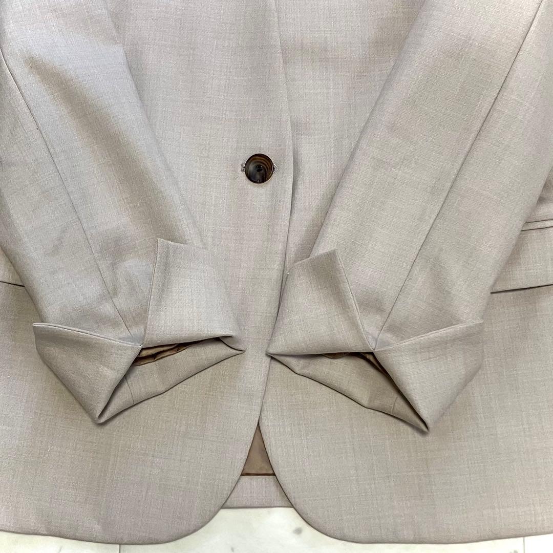 美品 ノーブル ダブルクロスカラーレスジャケット ベージュ系 24AW