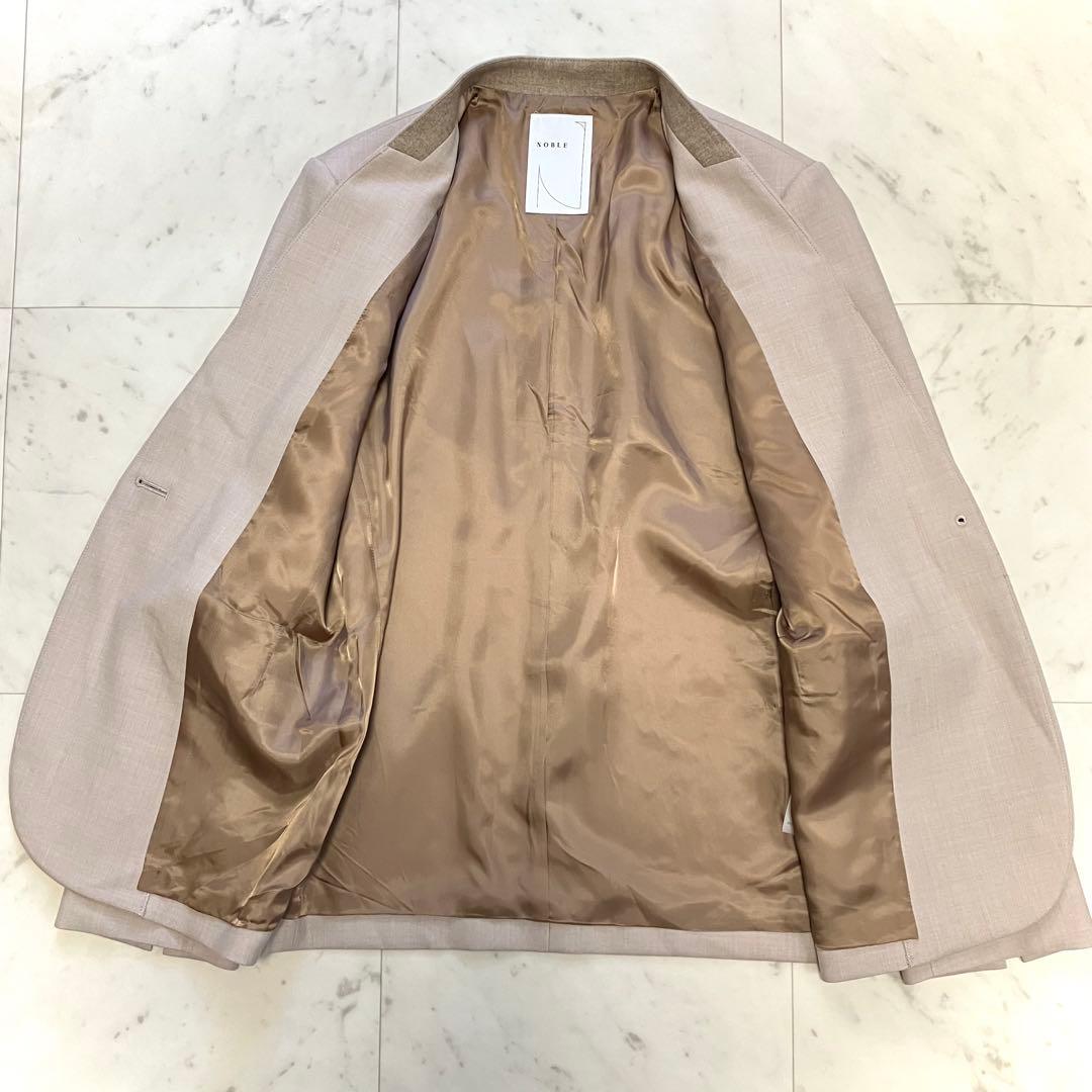 美品 ノーブル ダブルクロスカラーレスジャケット ベージュ系 24AW