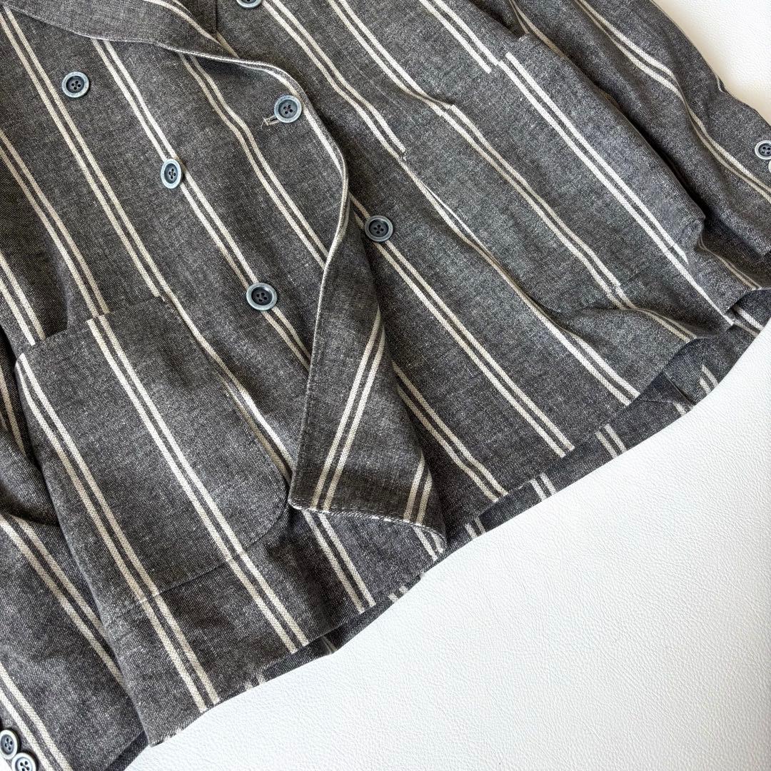 【極美品/高級】チルコロ 1901 ストライプ ダブルジャケット グレー 50