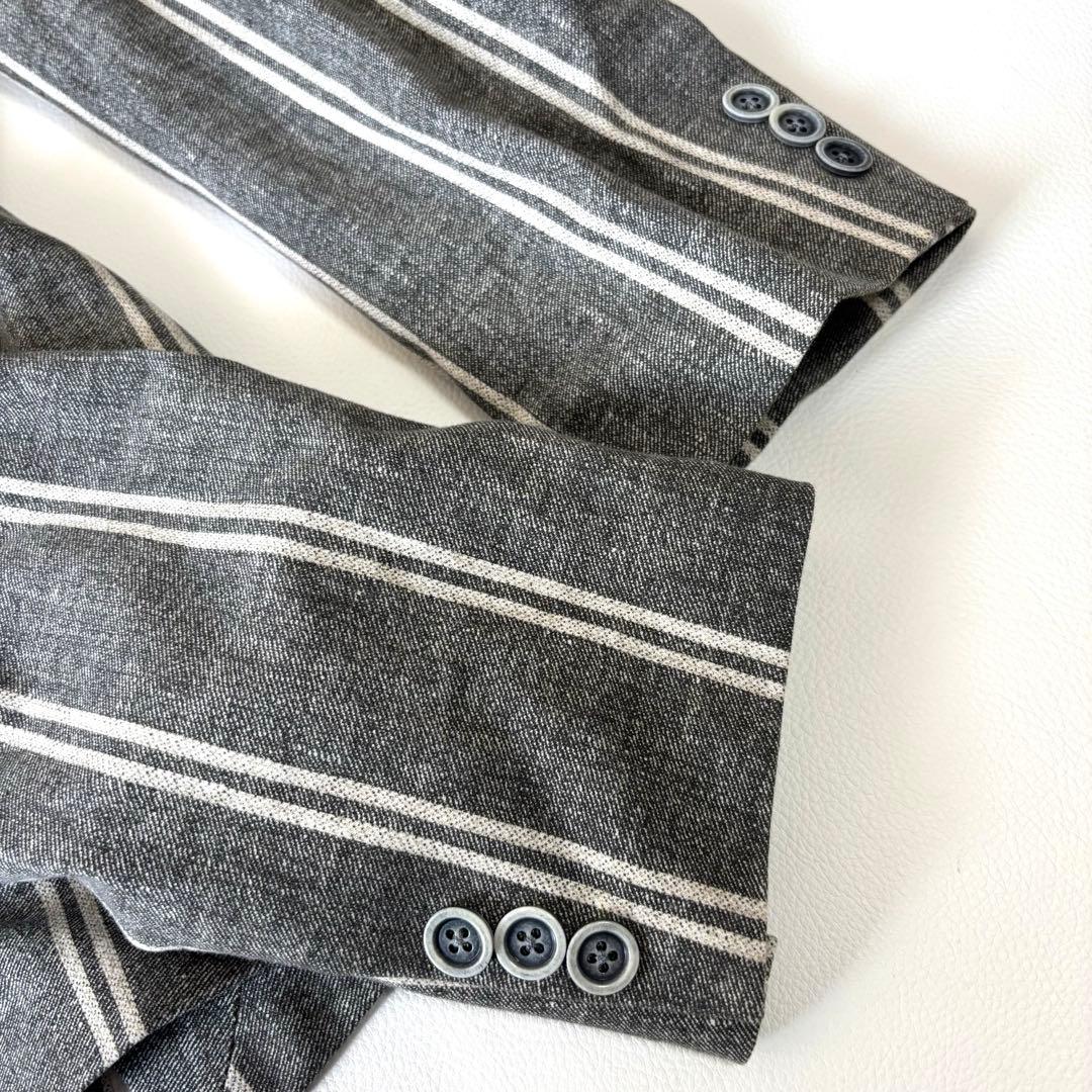 【極美品/高級】チルコロ 1901 ストライプ ダブルジャケット グレー 50