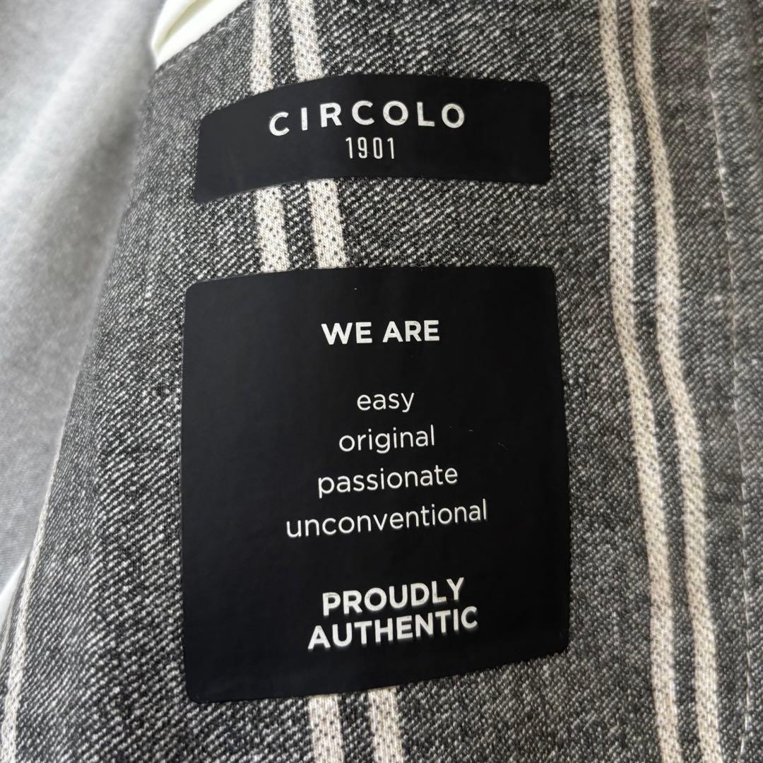 【極美品/高級】チルコロ 1901 ストライプ ダブルジャケット グレー 50