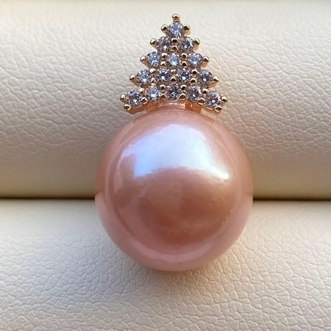 お客淡水エジソンパールネックレス　13.2mmブラウンピンクPT564