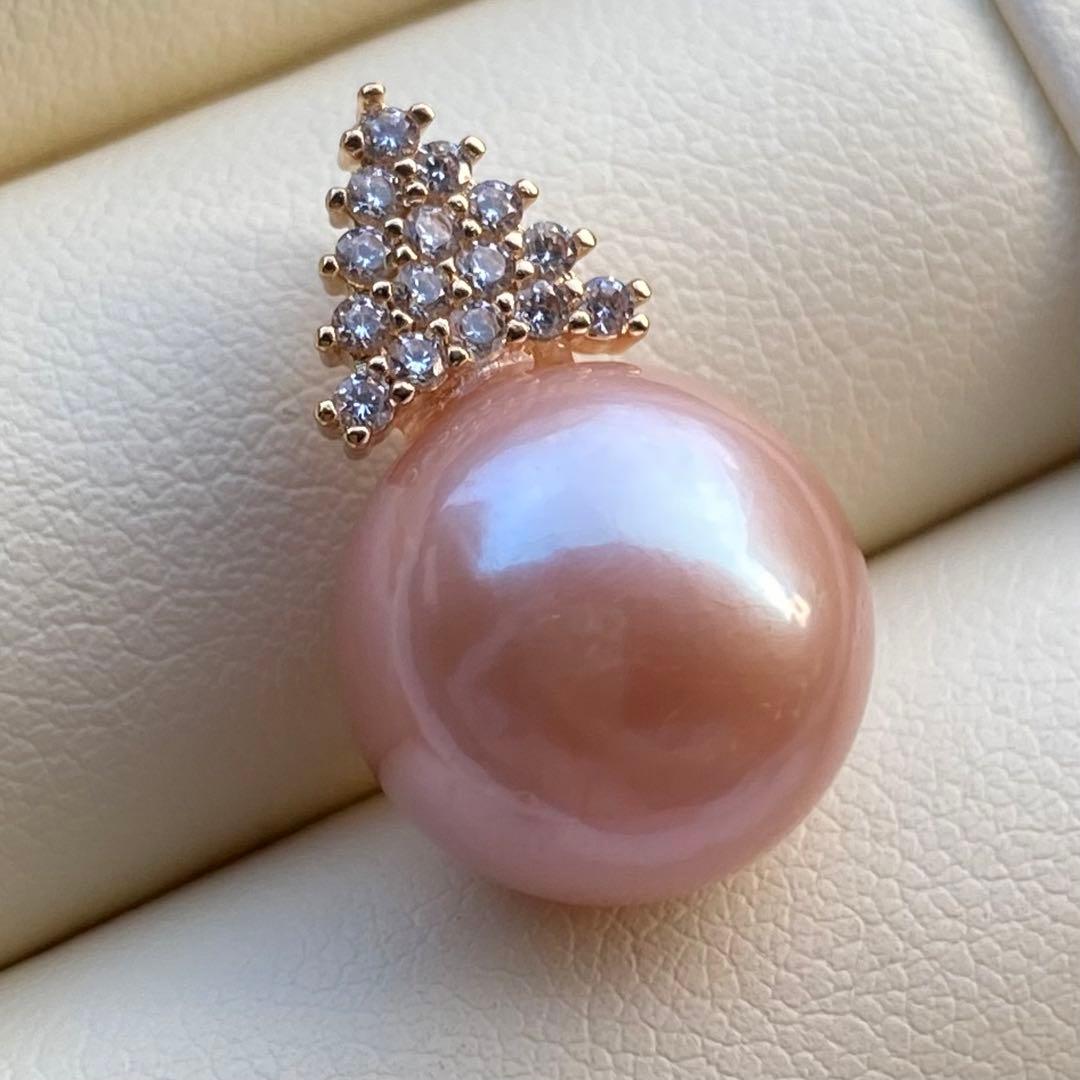 お客淡水エジソンパールネックレス　13.2mmブラウンピンクPT564