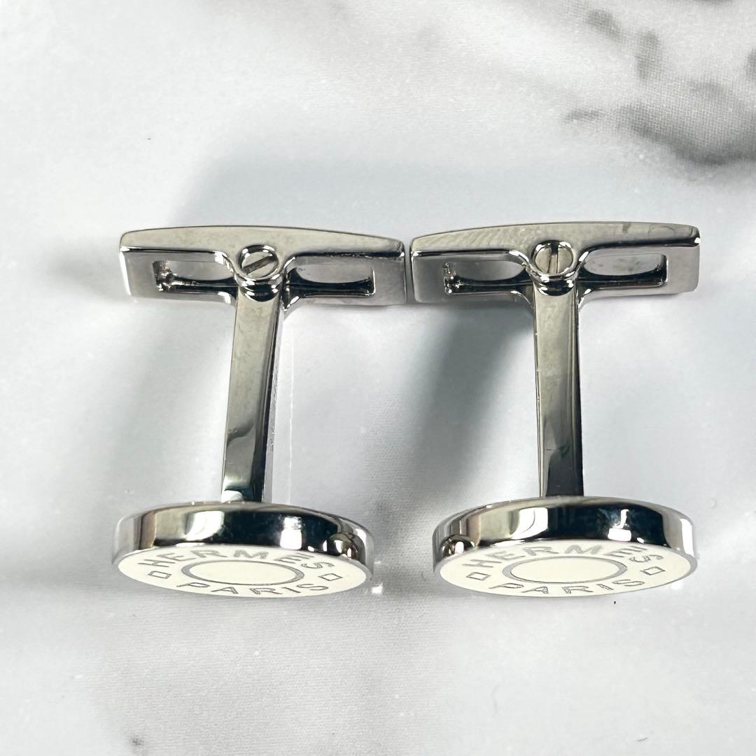 メ*7様 美品✨エルメス セリエ リコル2 カフス カフリンクス ホワイト×シル
