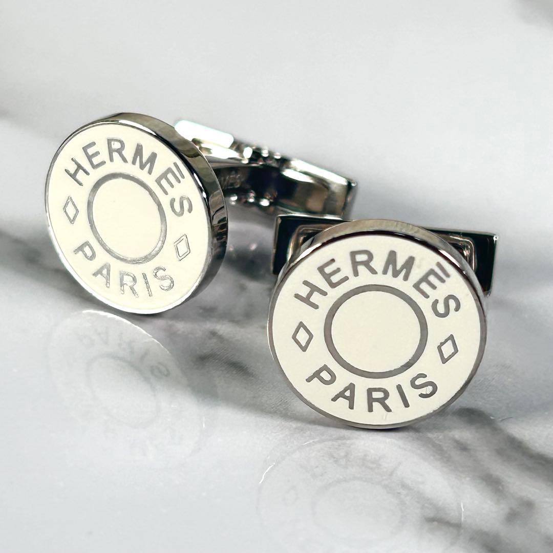 メ*7様 美品✨エルメス セリエ リコル2 カフス カフリンクス ホワイト×シル