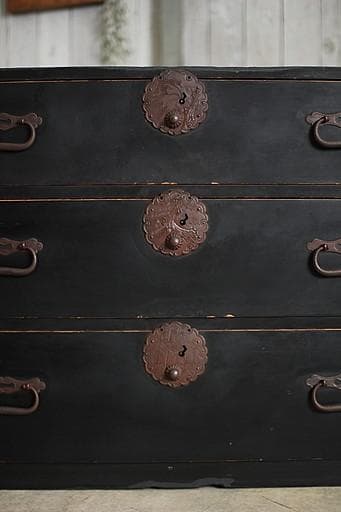 丸金具庄内箪笥　3段　タンス　収納　古家具　古民家　時代家具