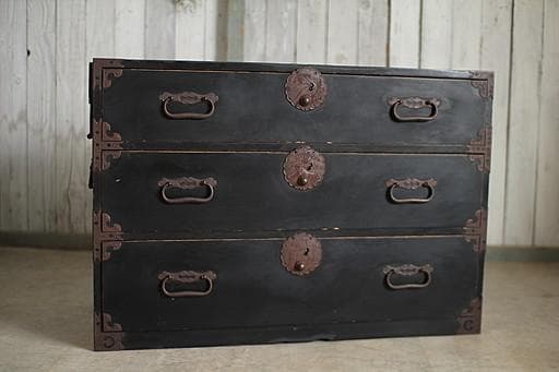 丸金具庄内箪笥　3段　タンス　収納　古家具　古民家　時代家具