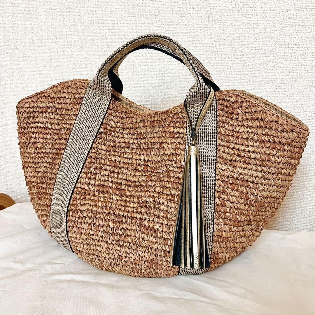 美品 VIOLAd'ORO ヴィオラドーロ ラフィア カゴバッグ　保存袋付き