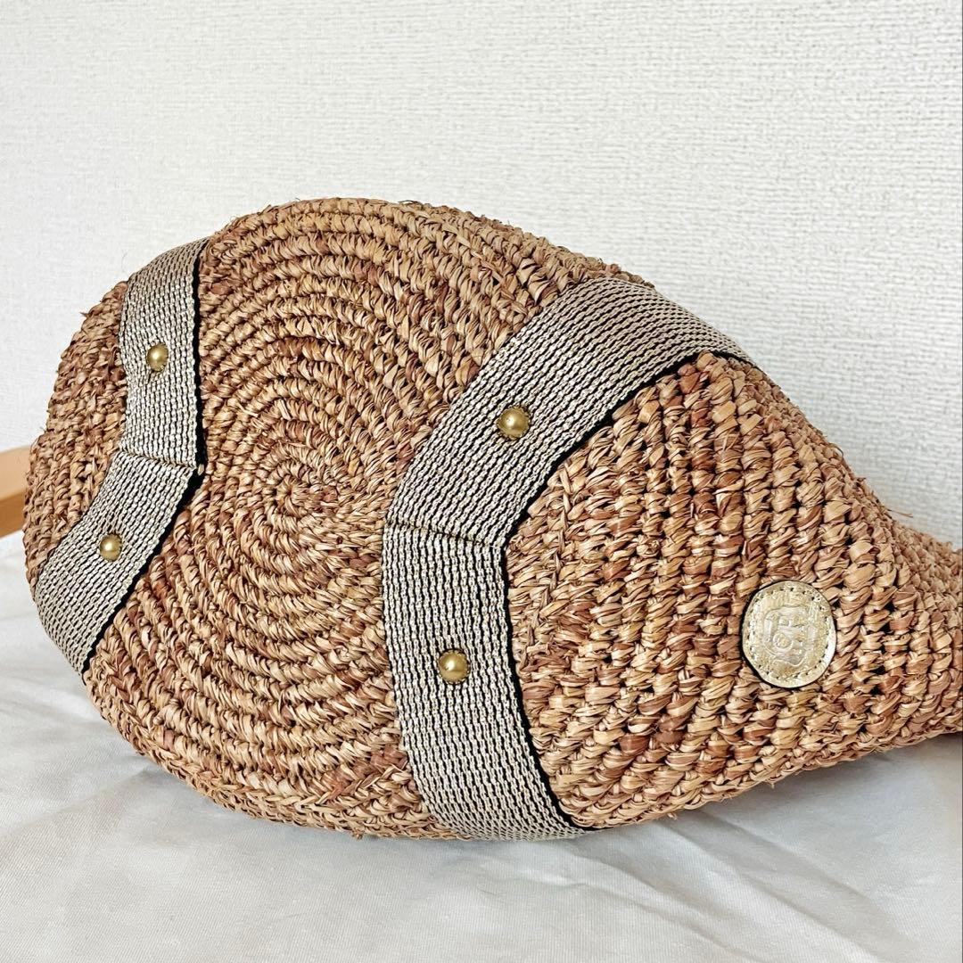 美品 VIOLAd'ORO ヴィオラドーロ ラフィア カゴバッグ　保存袋付き