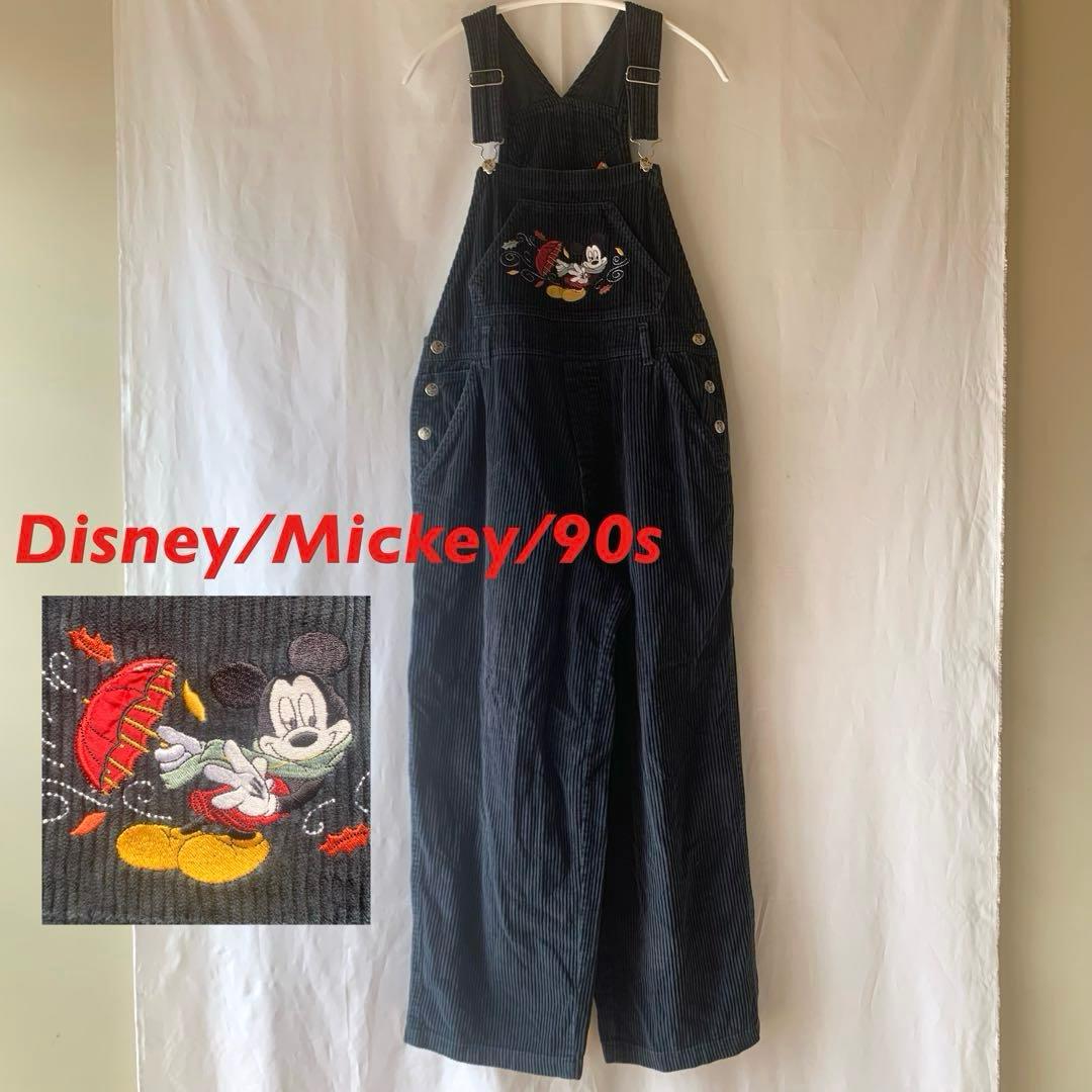ヴィンテージ　ディズニー　ミッキー　コーデュロイ オーバーオール L 男女兼用