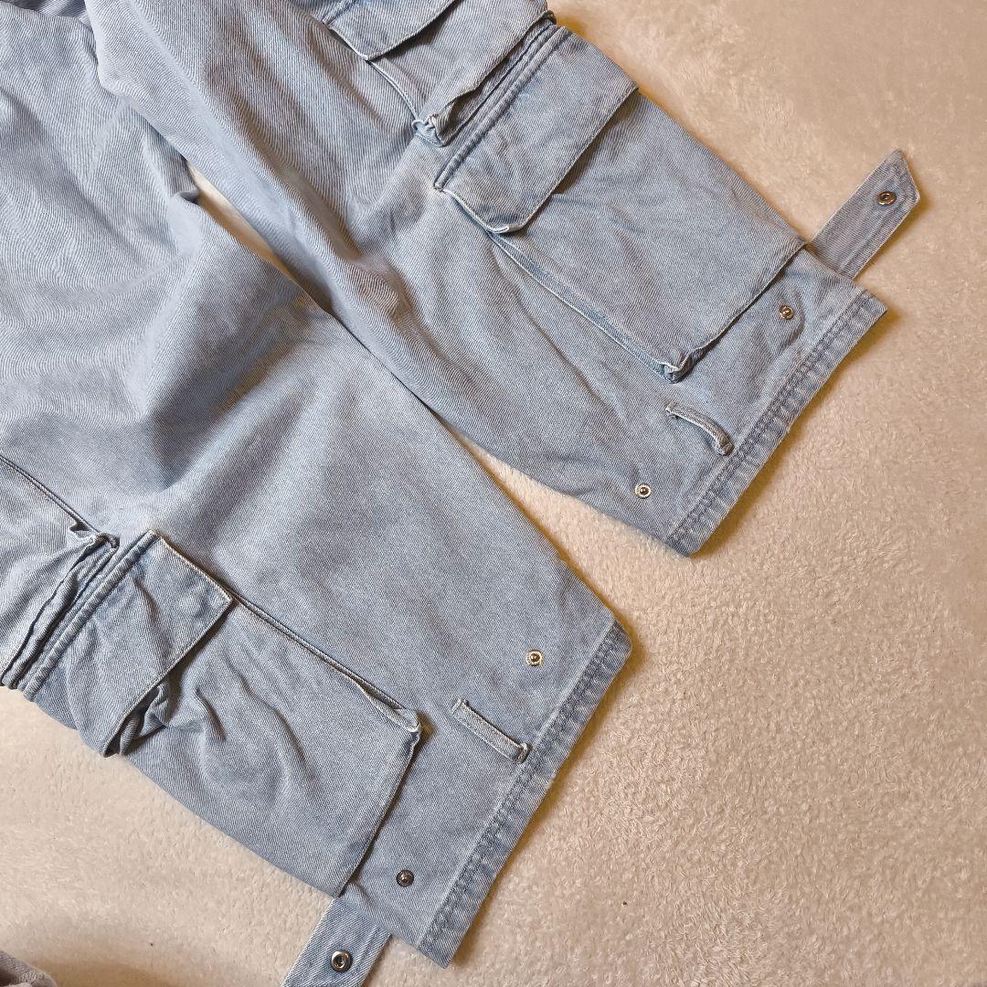 レディース Adilenium デニムカーゴパンツ　クリアブルー 26インチ