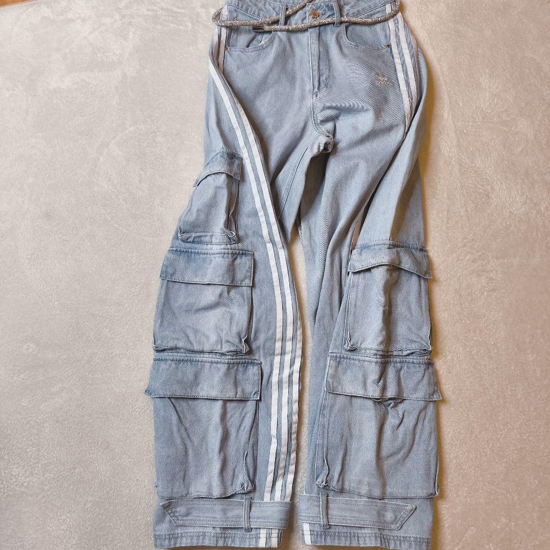 レディース Adilenium デニムカーゴパンツ　クリアブルー 26インチ