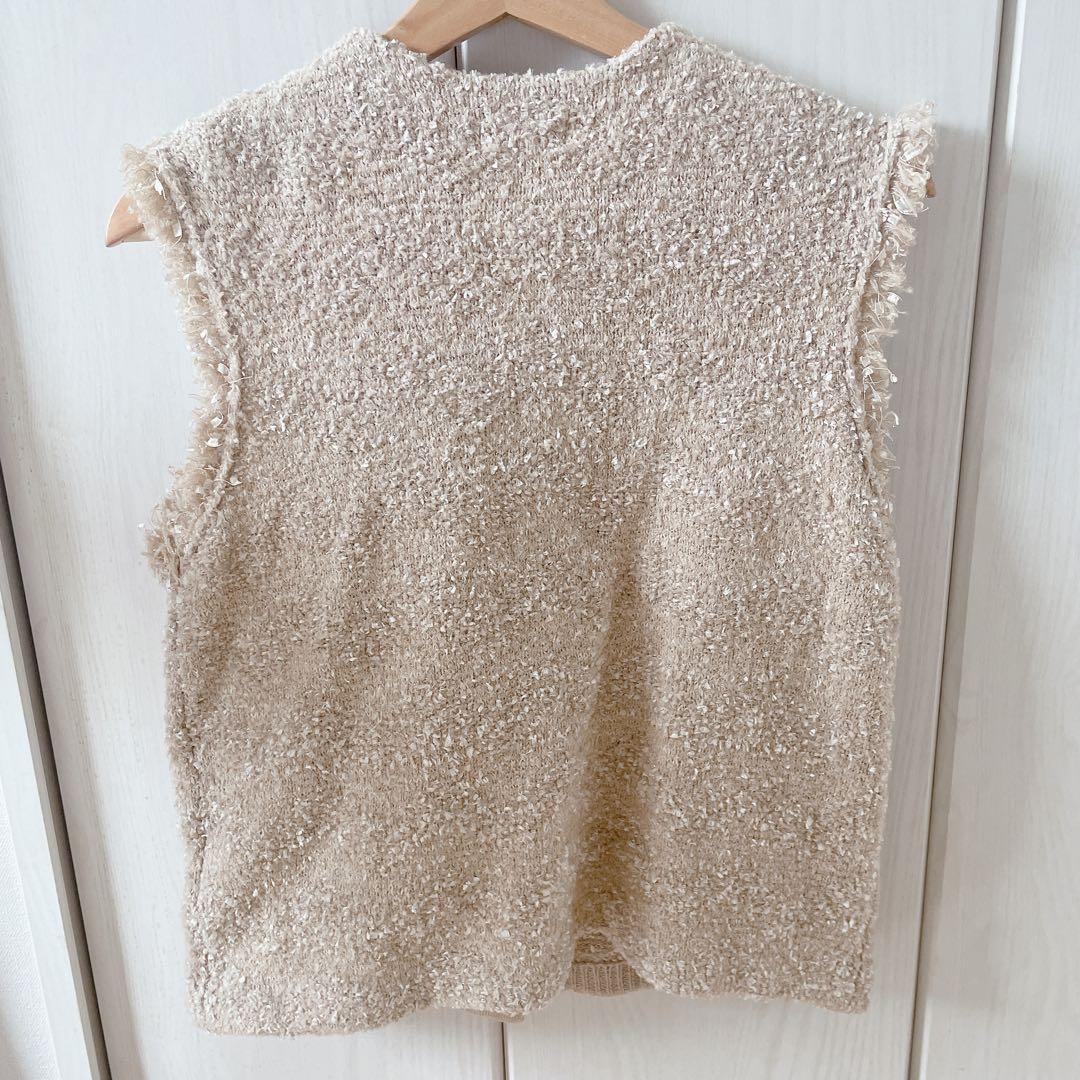 【美品】フレイアイディー FRAY I.D ツイードニットベストカーディガン