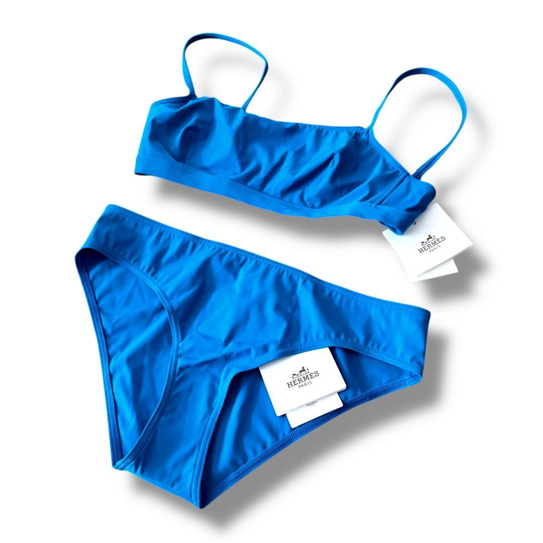 未使用品 タグ付き『エルメス』セリエデザイン 38 スイムウエア 水着 ブルー