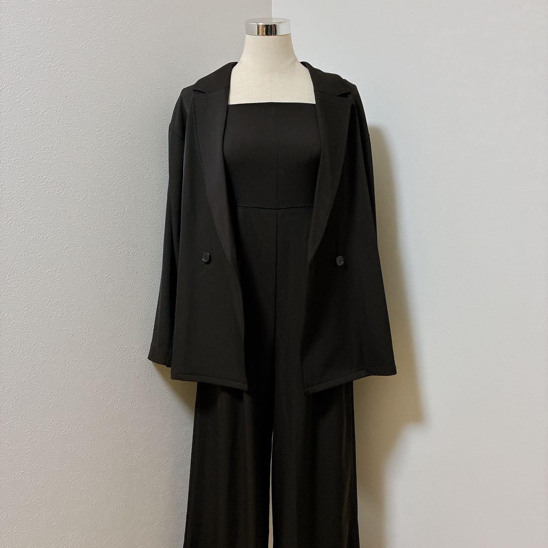 ニアナ　ブラックプラクティカルセットアップジャケット パンツドレスオールインワン