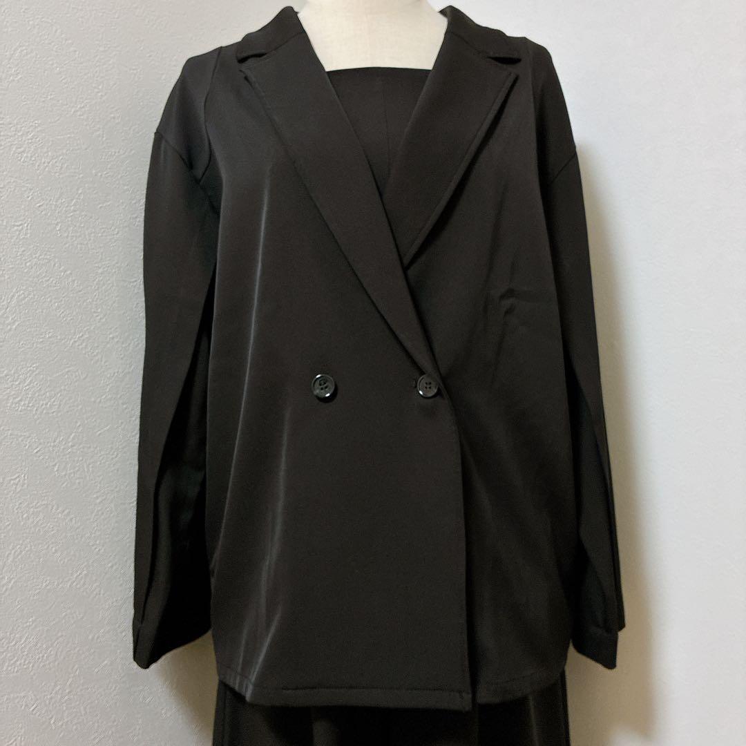 ニアナ　ブラックプラクティカルセットアップジャケット パンツドレスオールインワン